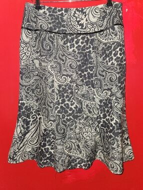 Pendleton Black and White Paisley A-Line Skirt